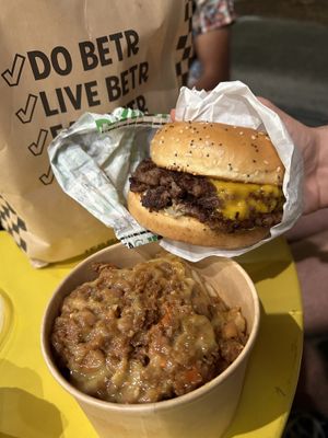 Chili fries and a burger  at Jerrell's Betr Brgr in New York City