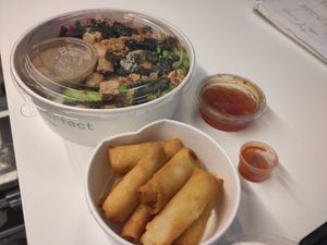 Miso tofu bowl & spring rolls at Poké Perfect in Dordrecht