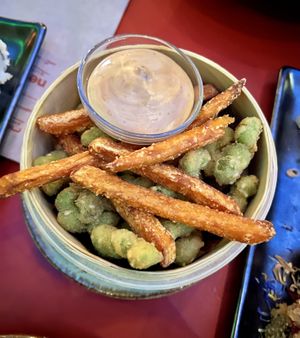 Sweet potato fries & edamame  at Nooch in Bern