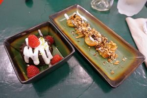 Chocolate cake + Roasted Plum at B.Better in Paris