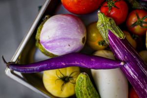 Organic eggplants at B.Better in Paris