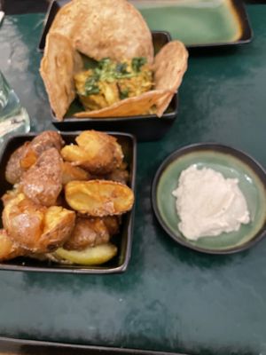 Potatoes and guacamole with corn tortillas   at B.Better in Paris