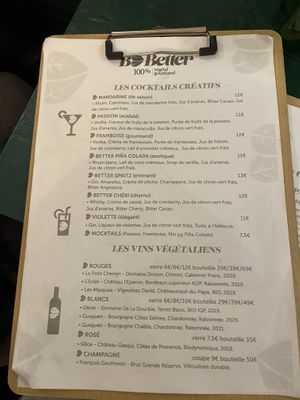 Drink menu #Veganuary at B.Better in Paris