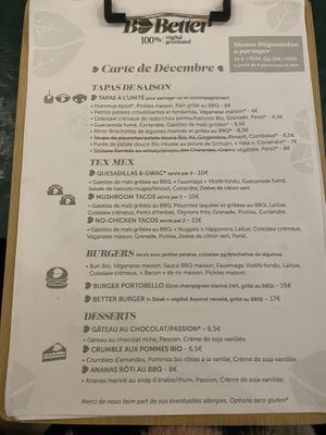 Food menu #Veganuary at B.Better in Paris