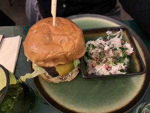 Mushroom burger with coleslaw  at B.Better in Paris