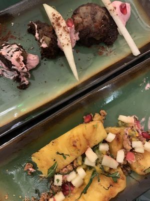 Grilled pineapple and chocolate cakes  at B.Better in Paris