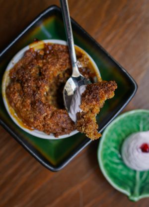 Golden apple crumble at B.Better in Paris