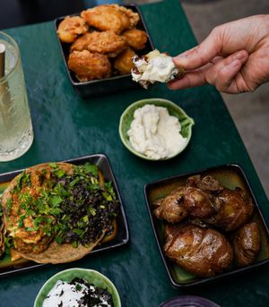 Crunchy potatoes with homemade vegan mayo at B.Better in Paris