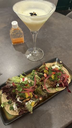 Mushroom tacos (the hot sauce is awesome!)  at B.Better in Paris