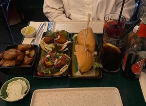 We wanted everything so they sliced the burger for us so we could share it, and then we also had the tacos which was amazing!   at B.Better in Paris