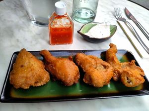 Mushroom fritters at B.Better in Paris