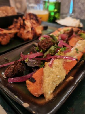 Jamaican-style marinated organic carrots, BBQ-grilled, crispy chickpeas at B.Better in Paris