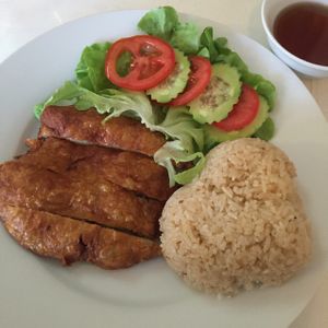 crispy chicken and rice at Tofu House - Vegan Restaurant in Canley Heights