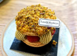Macaron pistachio/raspberry at Land & Monkeys - Turenne in Paris