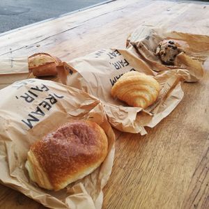 Baguette, Pain au chocolat, Croissant, Brioche au chocolat at Land & Monkeys - Turenne in Paris