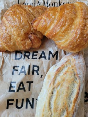 Plain Croissants and a baguette at Land & Monkeys - Turenne in Paris