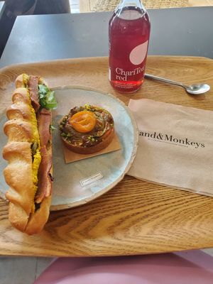 Apricot tart bacon tofu sandwich at Land & Monkeys - Turenne in Paris