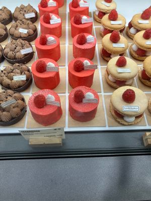 A raspberry cake!  at Land & Monkeys - Turenne in Paris