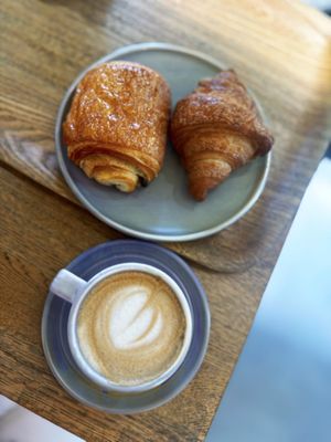 Croissant, pain au chocolat and coffee ☕️   at Land & Monkeys - Turenne in Paris