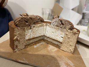 Hazelnut cake insidee  at Land & Monkeys - Turenne in Paris