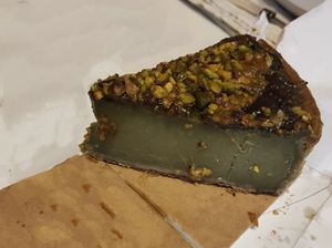 Pistachio flan at Land & Monkeys - Turenne in Paris