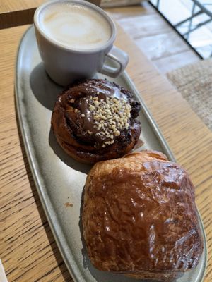 Chocolate babka and pain au chocolat  at Land & Monkeys - Turenne in Paris
