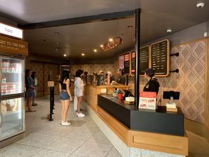 Inside line  at Salt & Straw in San Diego