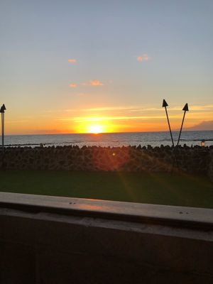 Sunset from the patio dining area  at Monsoon India in Kihei