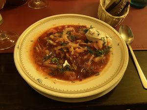 Borschtsch vegan  at Aljonuschka in Dresden