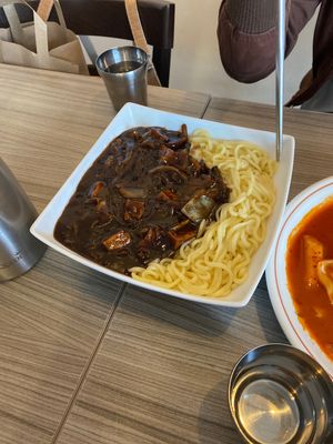 Black bean tofu with noodles  at Sarangchae in Nottingham