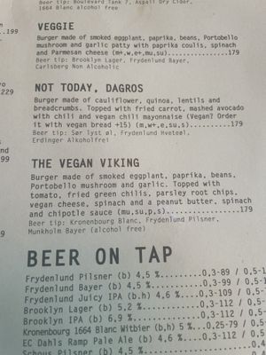 Veggie menu   at Døgnvill Burger - Opera House in Oslo