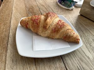 Vegan raspberry croissant  at Pasticceria Mastai in Chiavenna