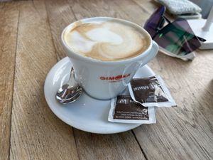 Soy milk cappuccino   at Pasticceria Mastai in Chiavenna