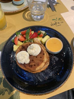 Orange and chocolate pancakes   at Shake Café in Florence