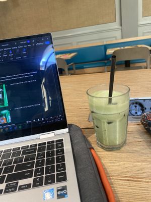 Iced matcha with oatmilk, €4.5  at Shake Café in Florence