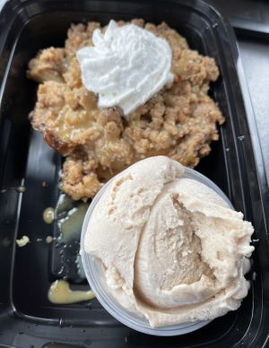 Vegan apple pie crumble a la mode!  at Wok in the Park in St Louis Park