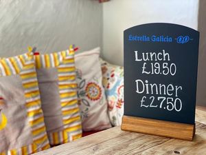 Price list at Sol y Sombra Tapas Bar in Dundee