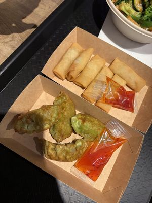 Gyoza and springrolls   at Wok to Go in Amsterdam