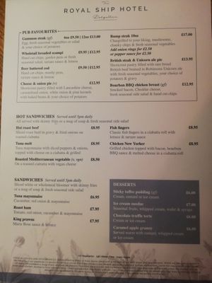 Menu 1 at Royal Ship in Dolgellau