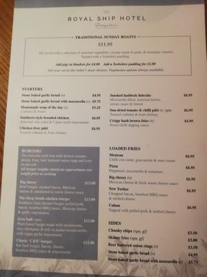 Menu 2 at Royal Ship in Dolgellau