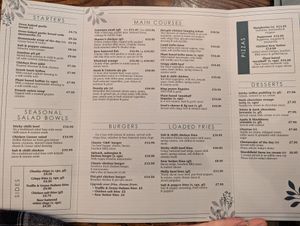 Menu 4th March 2024 at Royal Ship in Dolgellau