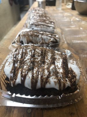 CHOCO-LOCO : vegan chocolate cake, coconut cream icing, coco powder + Hershey’s chocolate syrup.  at Attilio's Pizzeria in Toms River