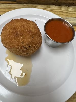 Rice ball. Yum   at Attilio's Pizzeria in Toms River