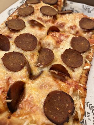 Vegan Sicilian with pepperoni  at Attilio's Pizzeria in Toms River