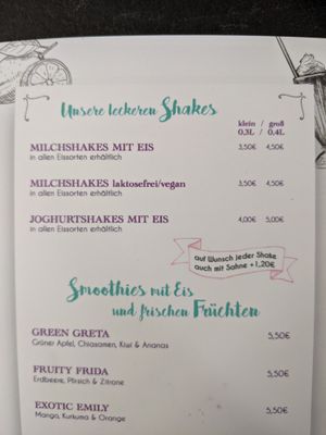 Milkshake (lactose free / vegan). at Eiscafe Milchbar in Marburg