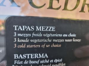 Part of menu. Vegan is not specifically labelled at Le Vieux Cèdre in Enghien