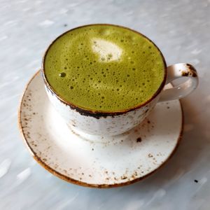 Matcha Latte with oat milk at FINT Kafé & Bar in Tromsoe