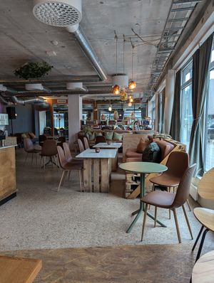 Cozy and comfortable decor at FINT Kafé & Bar in Tromsoe