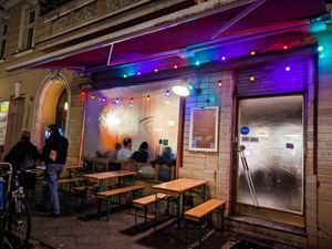 Outside of Nudelbude at Nudelbude in Berlin