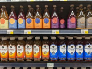 Part of the kombucha display at A Market Natural Foods in Newport